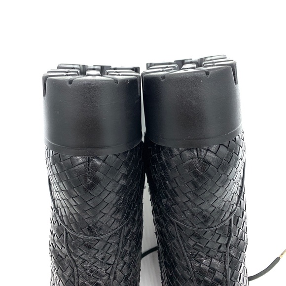 Pons Quintana Black Leather Woven Ankle Boots Zip Lace - Picture 7 of 10